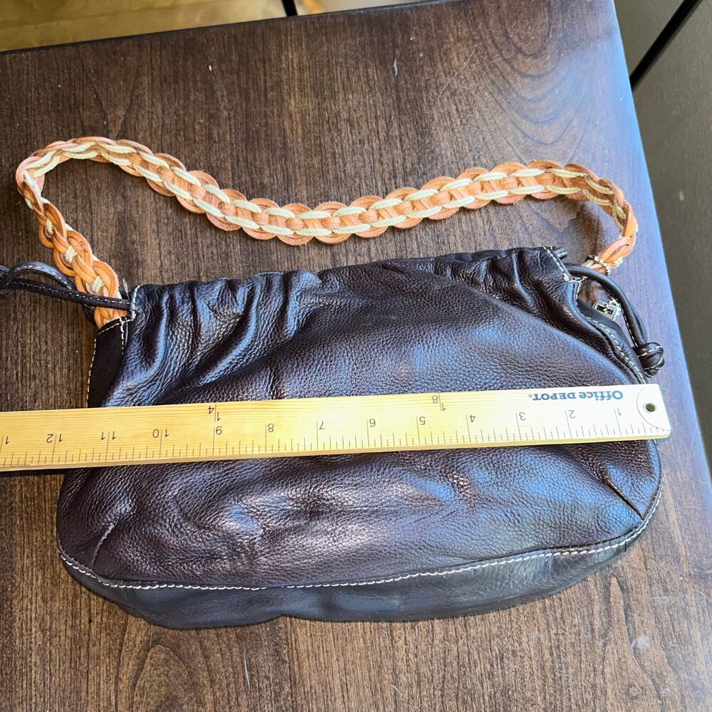 Vintage Fossil leather brown purse bag key charm pull sides - Picture 11 of 15